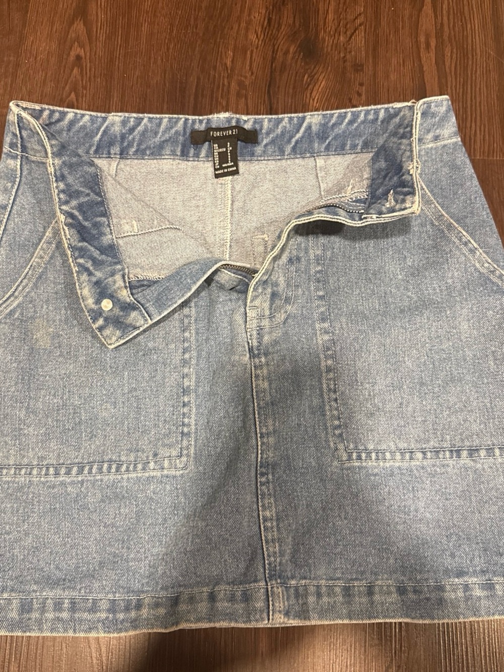 Forever 21 Light Wash Denim Mini Skirt